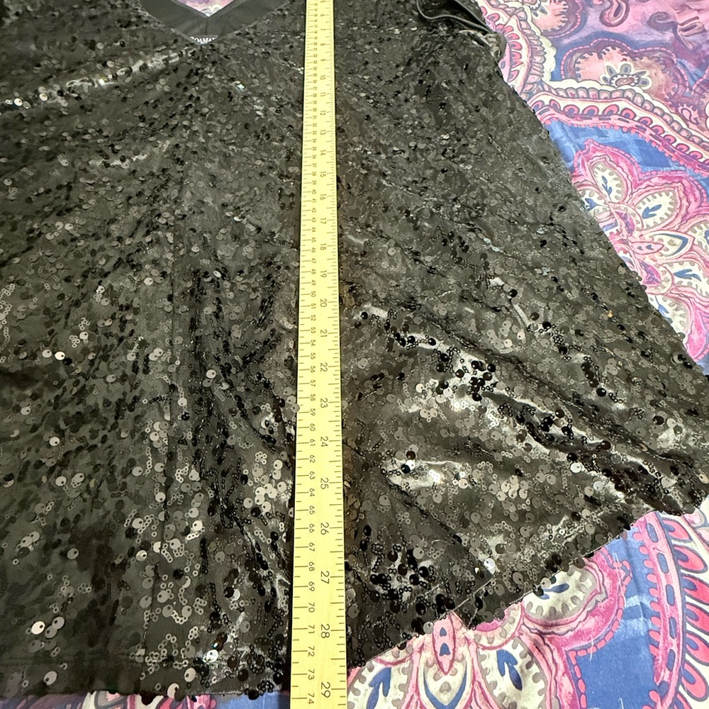 Roaman's Women’s Black Sequins Short Sleeve‎ Blouse Plus Size 20W - Picture 7 of 9